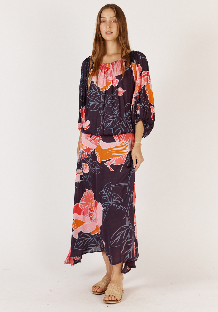 RUBYYAYA AURORA SKIRT - NAVY PRINT