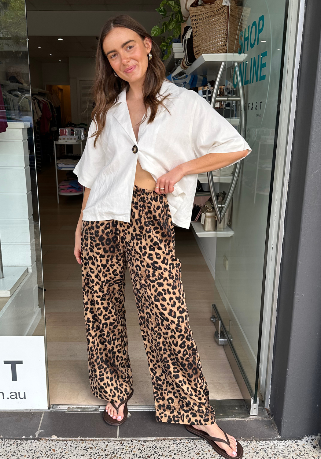 FEATHER + NOISE RILEY PANT - LEOPARD