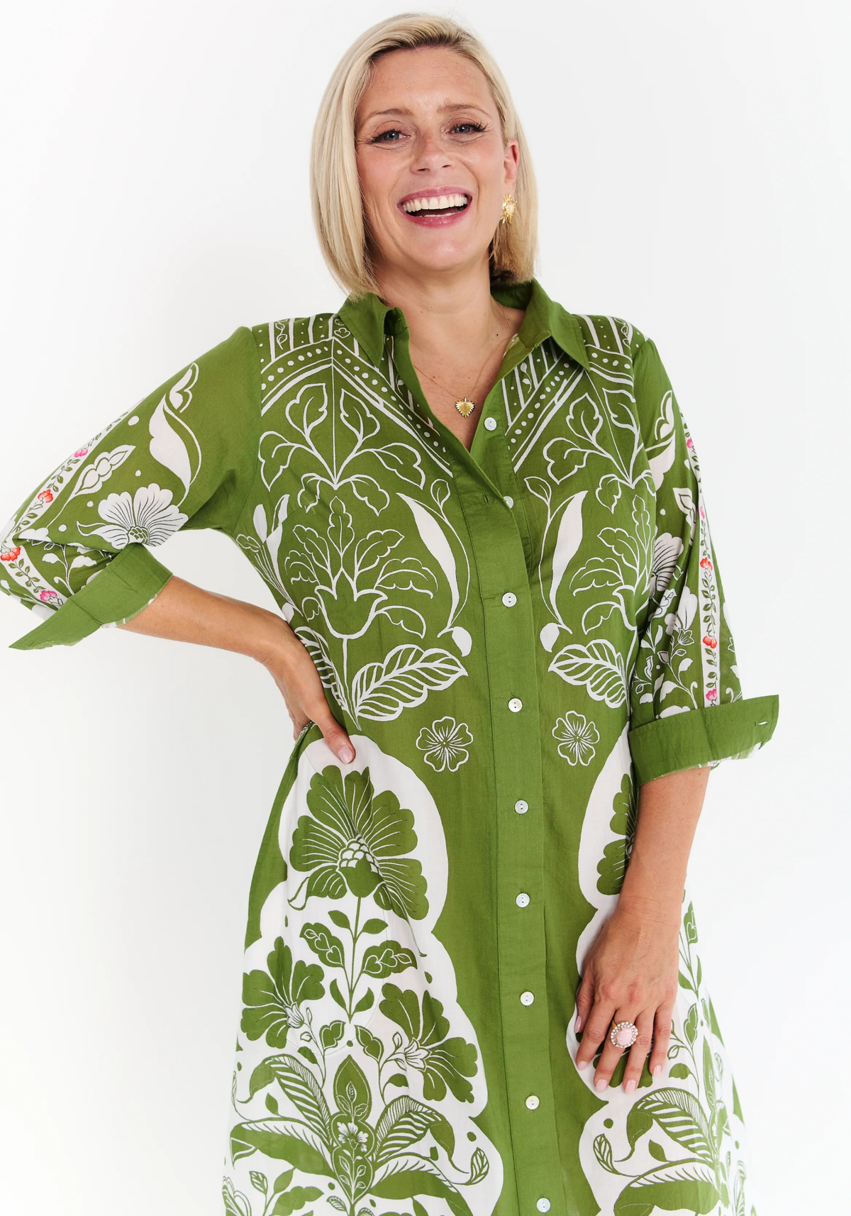 LOTUS MIDI DRESS - OLIVE