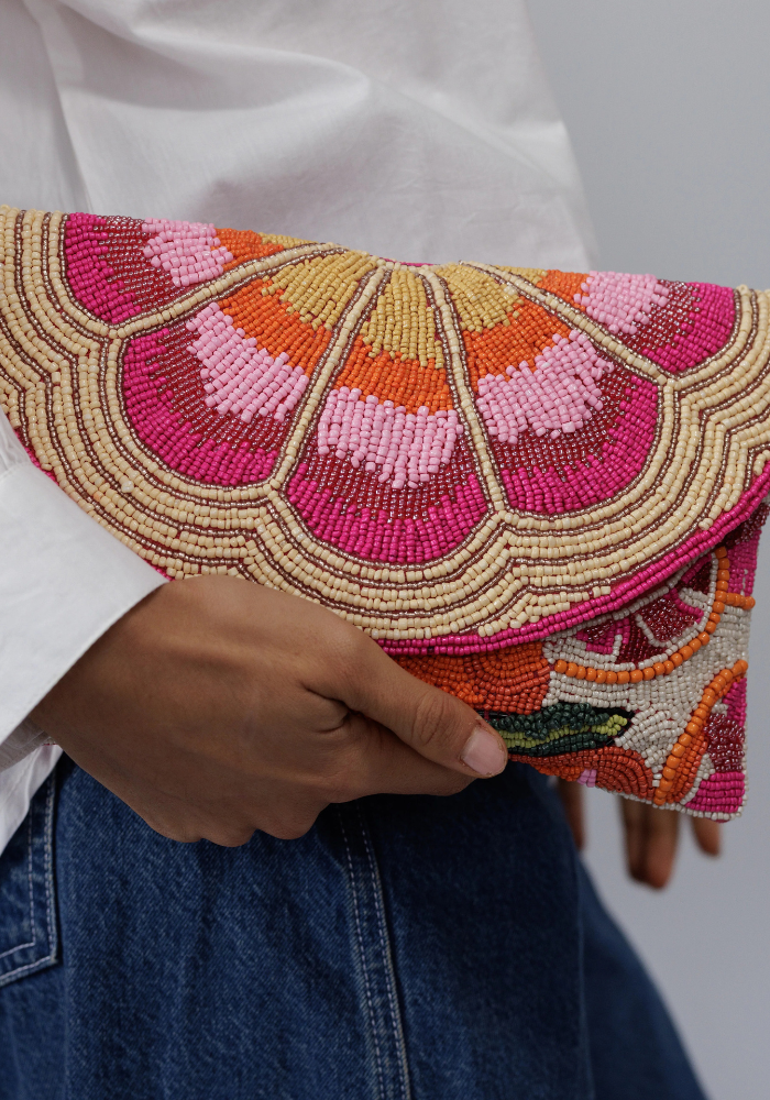 ZODA BEADED BAG - PINK/ORANGE