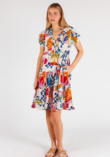 LULALIFE MELODY COTTON TIERED DRESS - MULTI