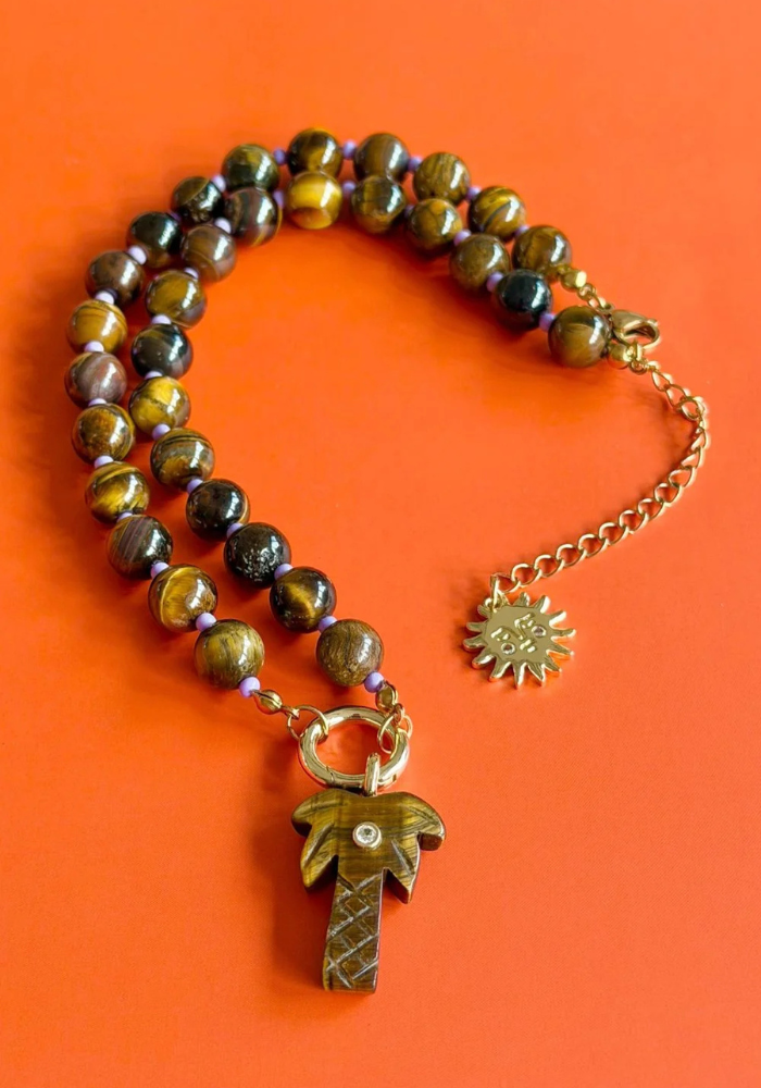 MOSK MELBOURNE PALMA OCCHIO NECKLACE - CHOCOLATE