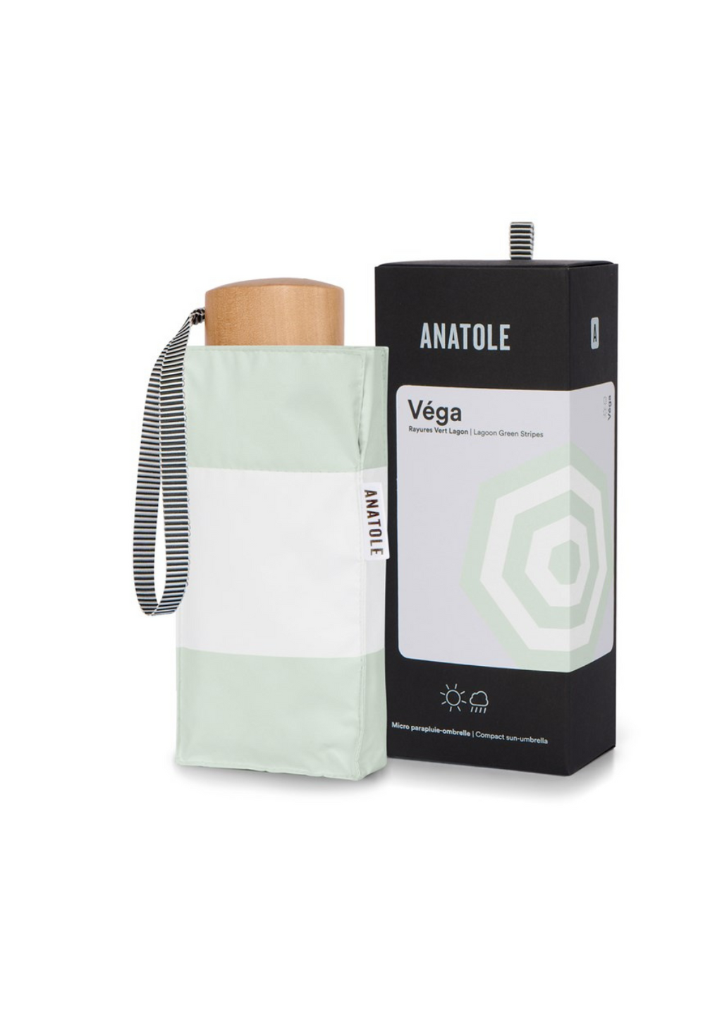 ANATOLE VEGA SUN & RAIN UMBRELLA - LAGOON STRIPE