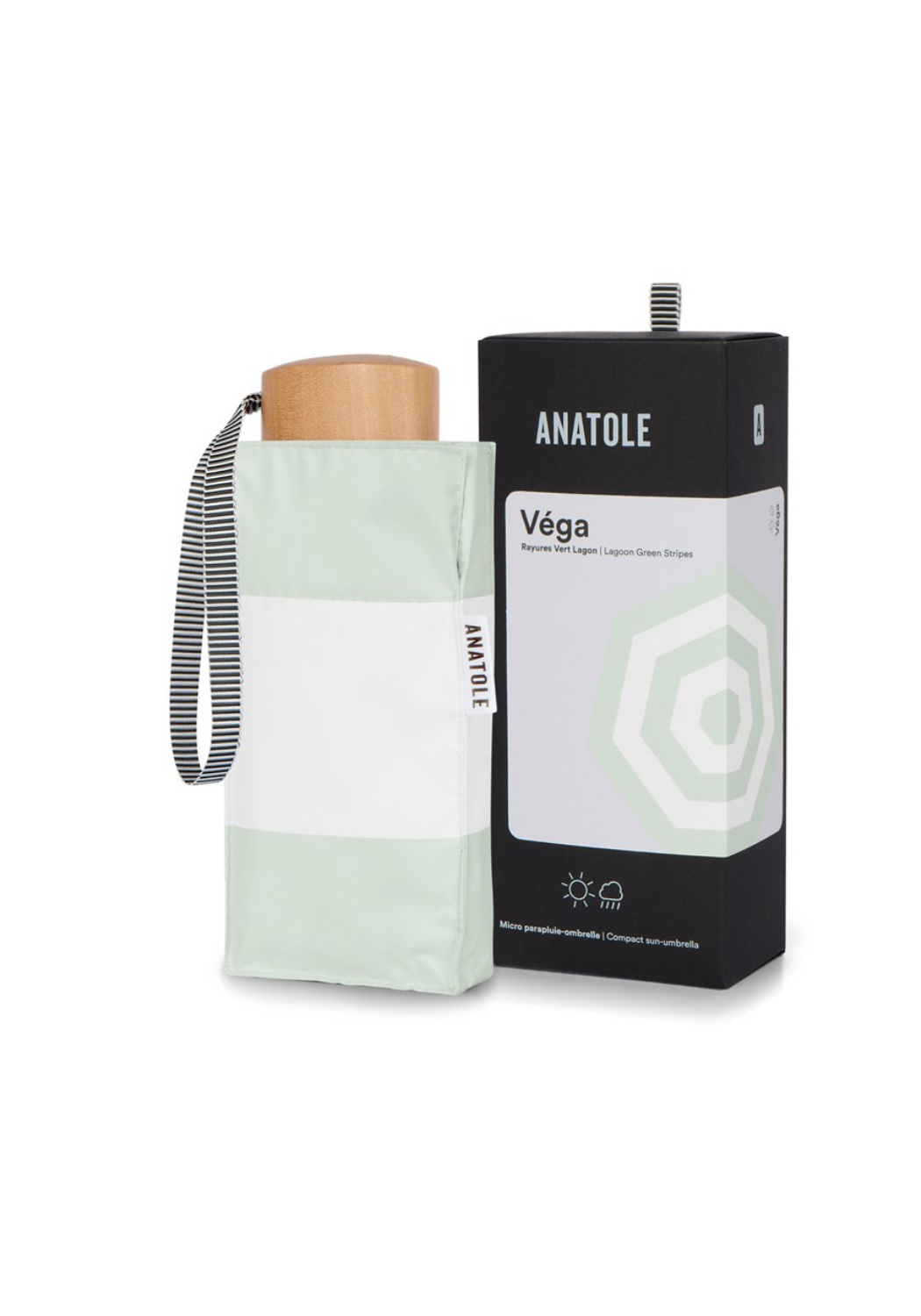 ANATOLE VEGA SUN & RAIN UMBRELLA - LAGOON STRIPE