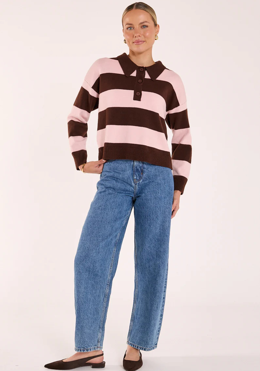 FEATHER + NOISE STEFI KNIT - CHOC/PINK