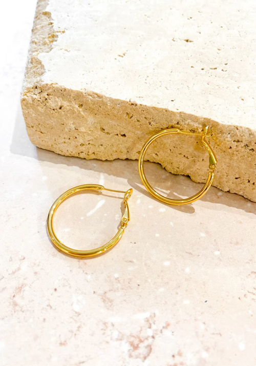 30MM CLASSIC 18K GOLD PLATED HOOPS - GOLD