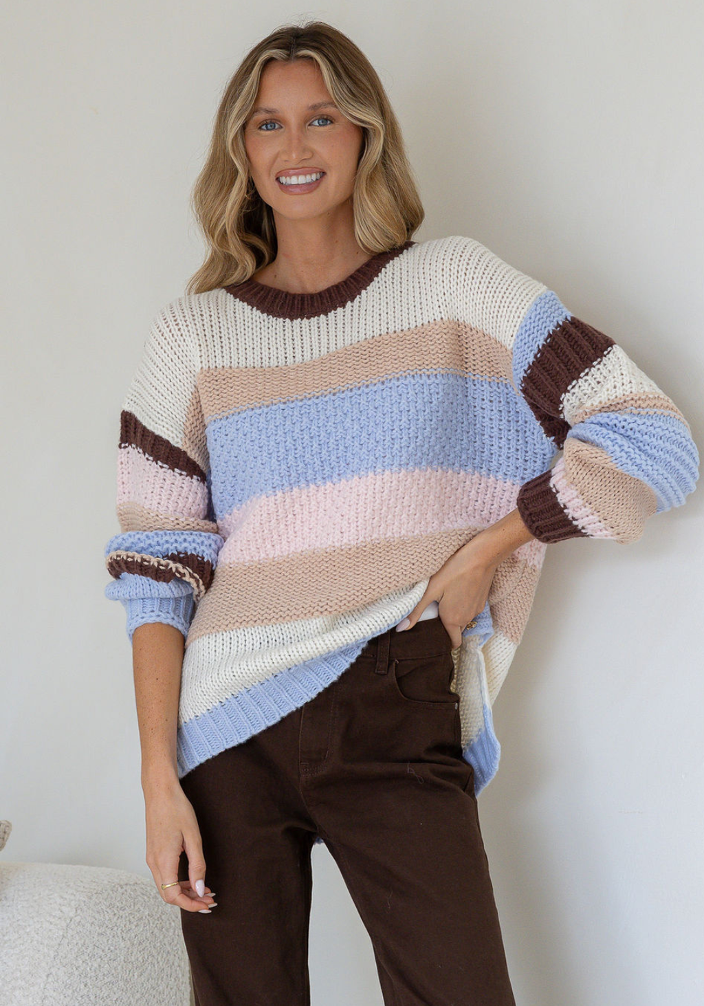 ELODIE KNIT - BLUE/CHOC KNIT