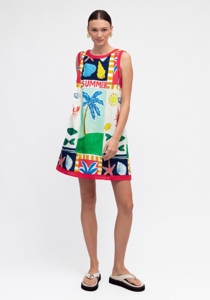 SOLEIL MINI SHIFT DRESS - SUMMER PRINT