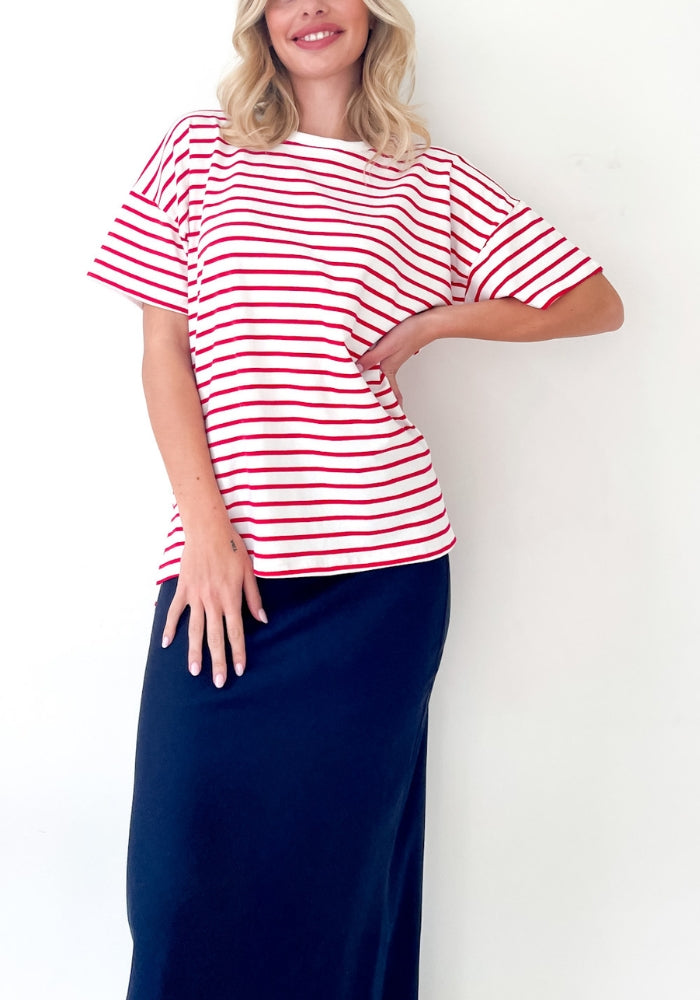 Load image into Gallery viewer, ELENA CLASSIC TEE - RED STRIPE