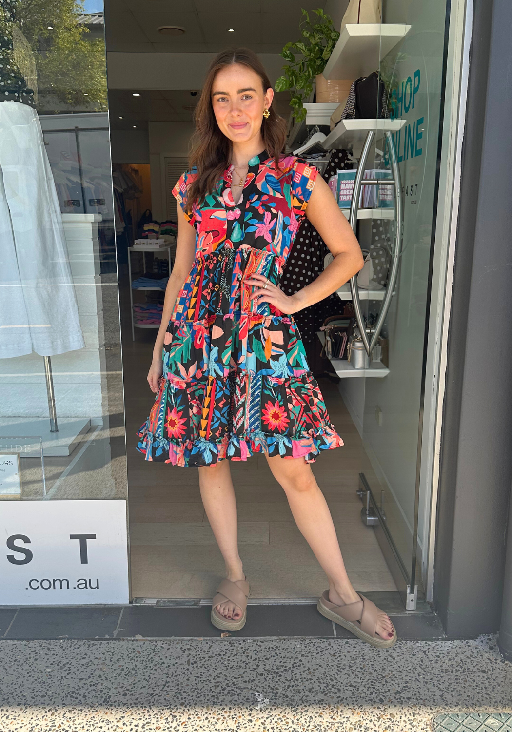 LULALIFE CHABELA TIERED DRESS - MULTI PRINT