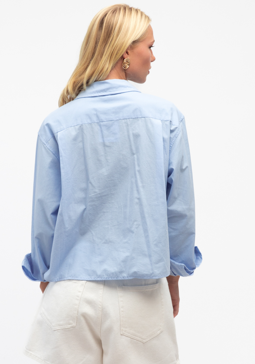 ELLA BUTTON UP SHIRT - BABY BLUE