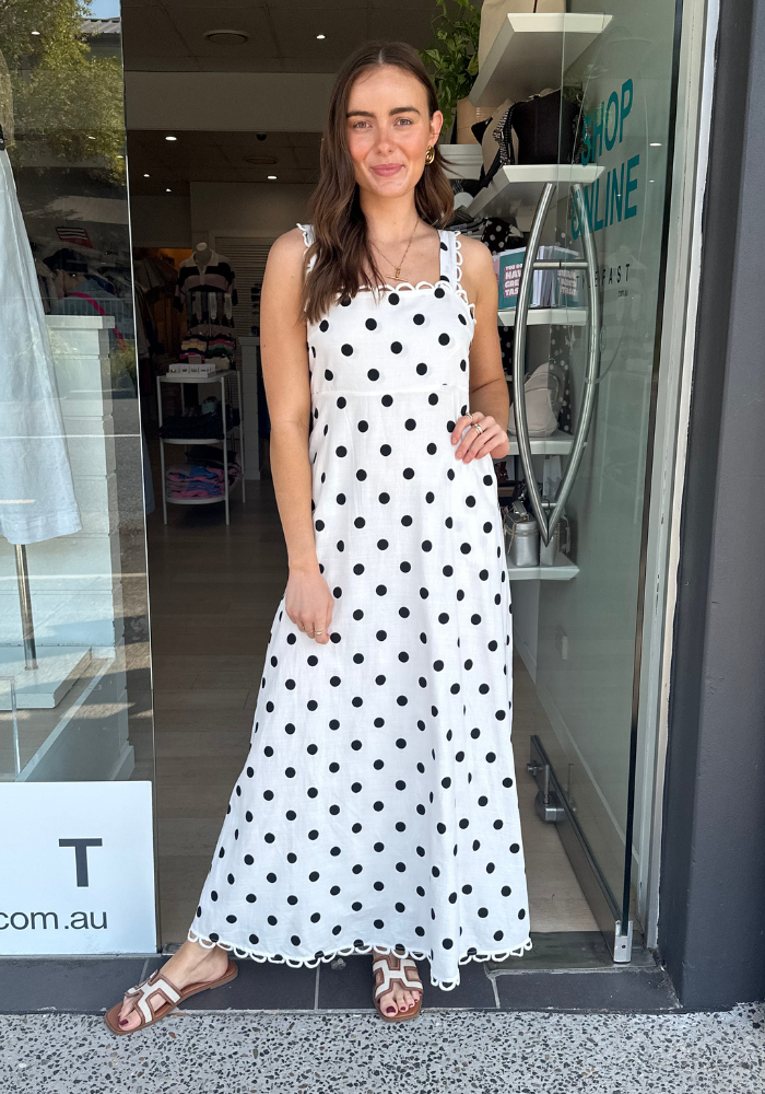 SCOUT MAXI DRESS - BLACK & WHITE SPOT