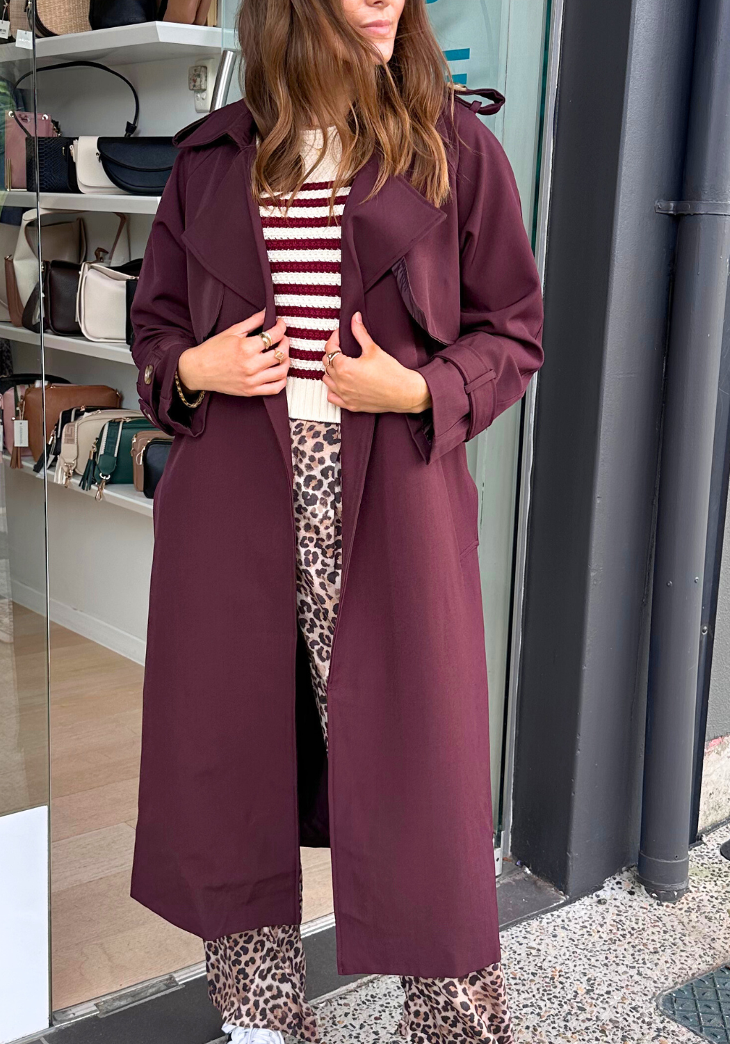 TALIA TRENCH COAT - CHERRY