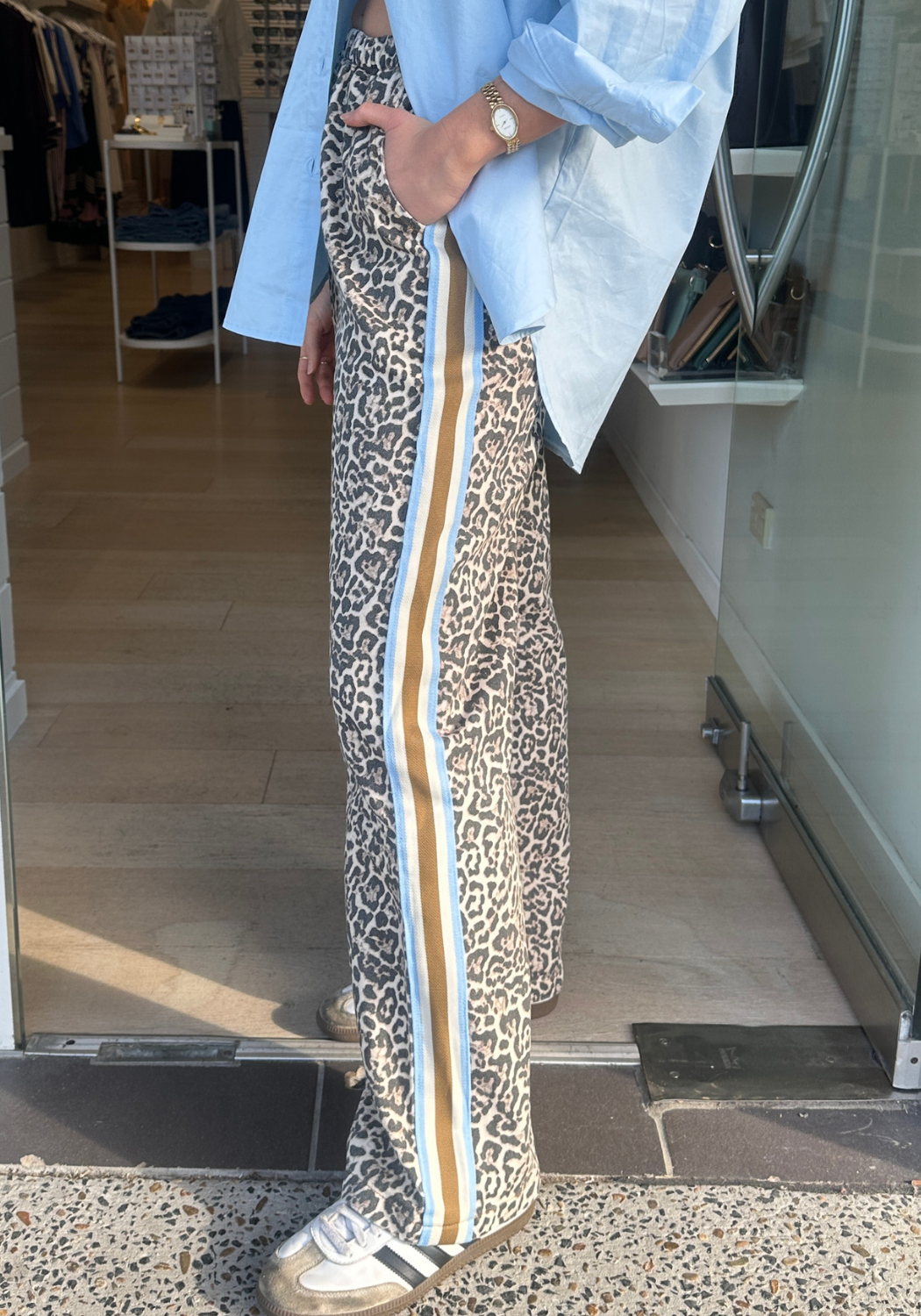 ROMY LEOPARD RACER JEANS - BLUE STRIPE