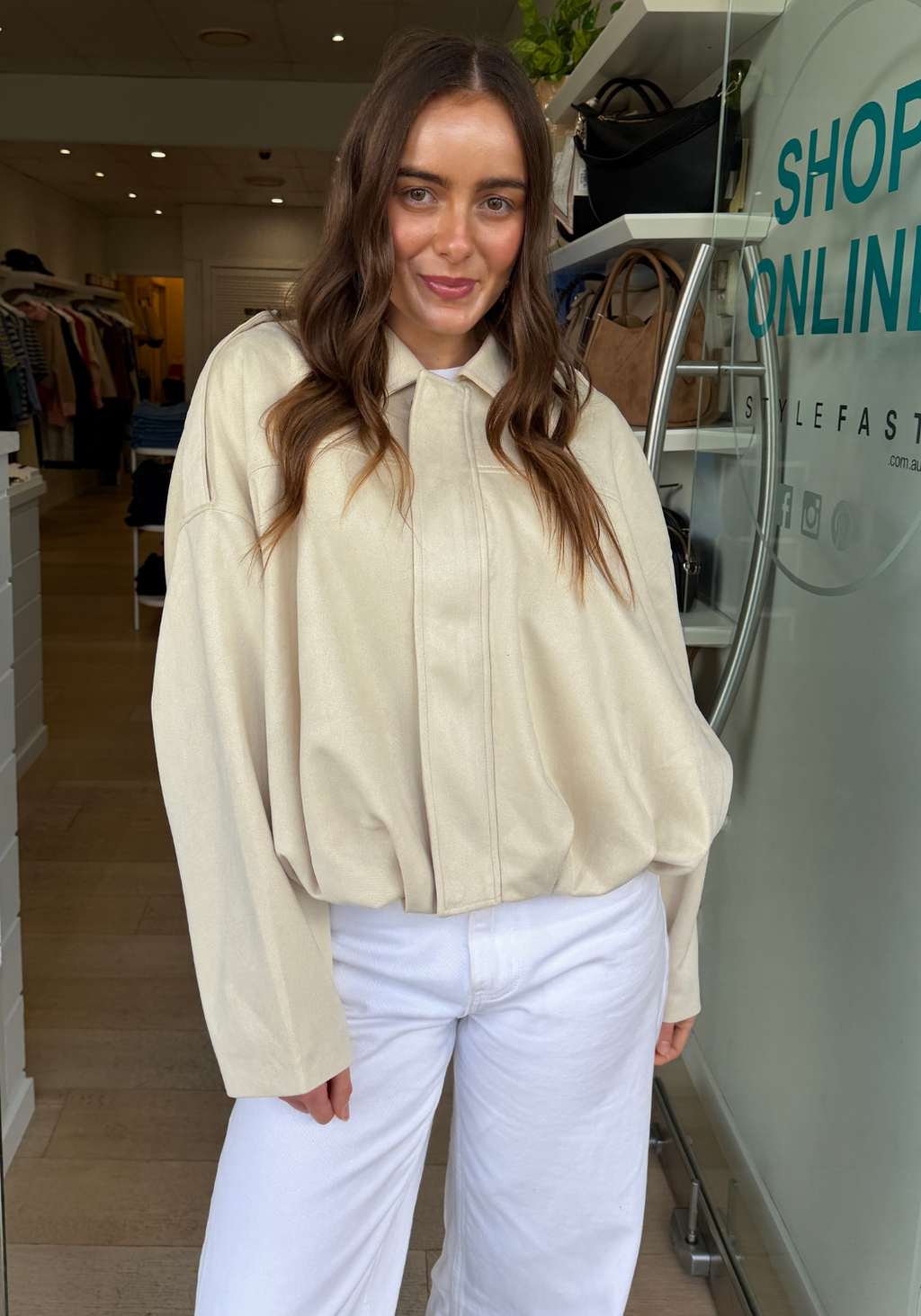 STEVIE SUEDE BOMBER - CREAM