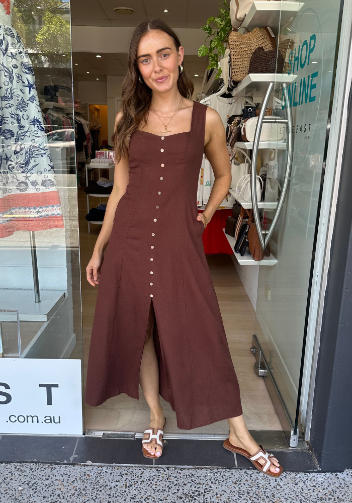 YANA MIDI DRESS - CHOCOLATE