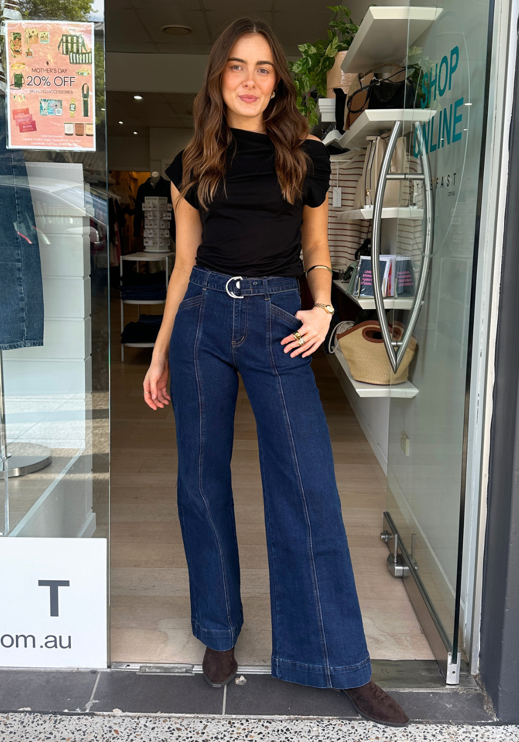 TYLER HIGH WAISTED WIDE LEG JEAN - DARK INDIGO