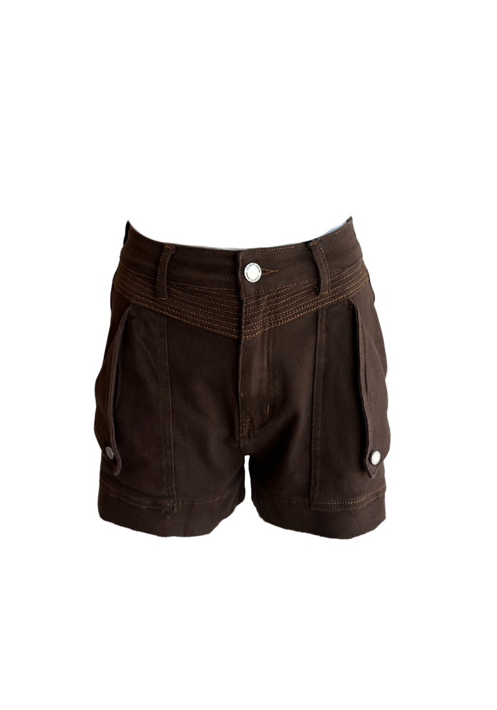 KENNEDY DENIM SHORT - CHOCOLATE