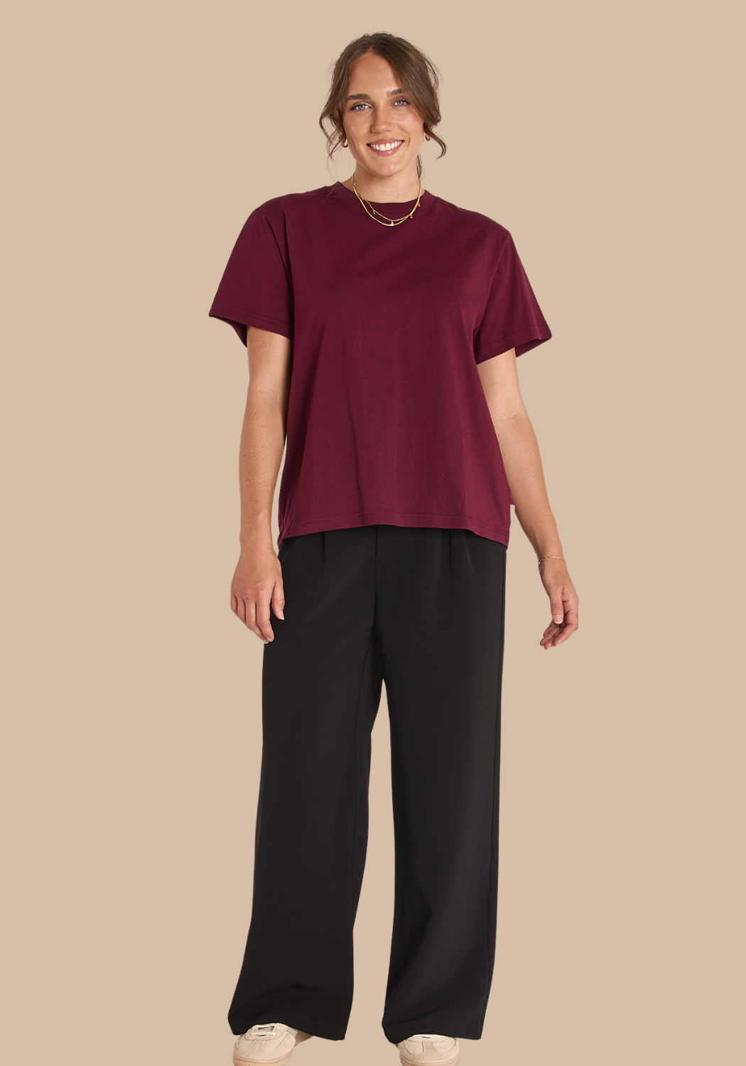 FEATHER + NOISE CARTER TEE - BURGUNDY