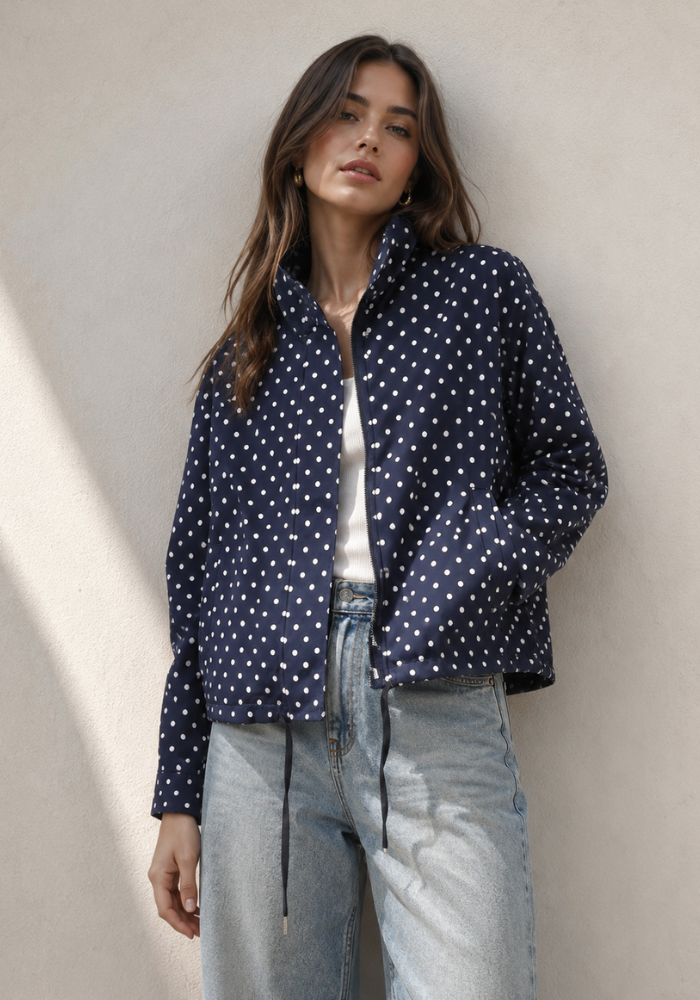 HOLLY WINDBREAKER JACKET - NAVY SPOT