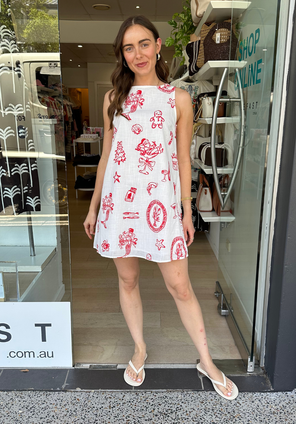 BY FRANKIE ZANA SHIFT DRESS - WHITE PRINT