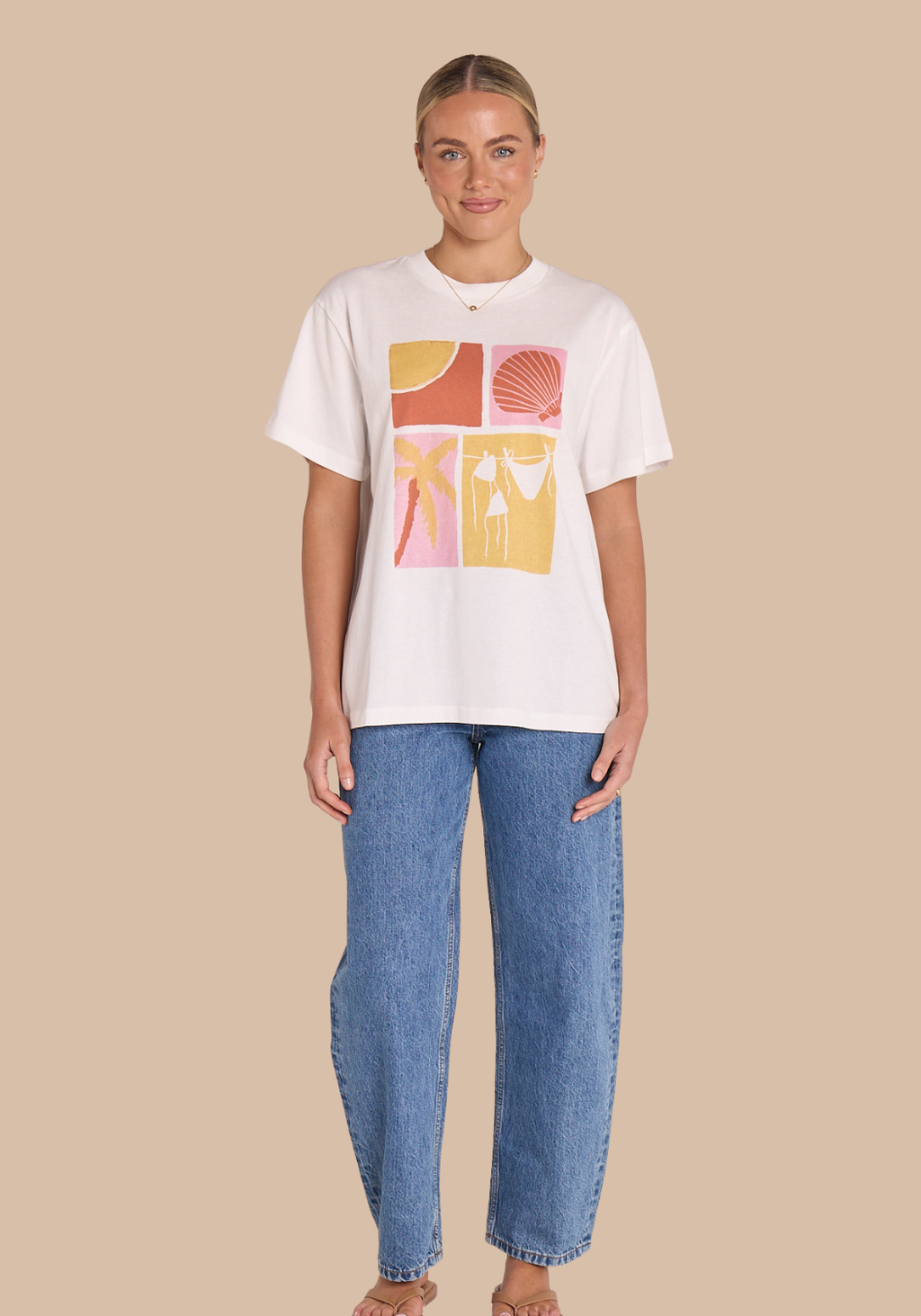 FEATHER + NOISE SOLEIL GRAPHIC TEE - WHITE