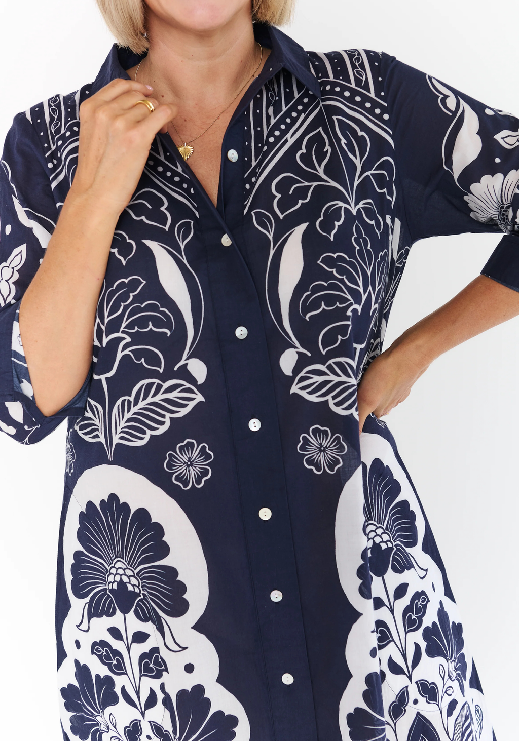 LOTUS MIDI DRESS - BLUE