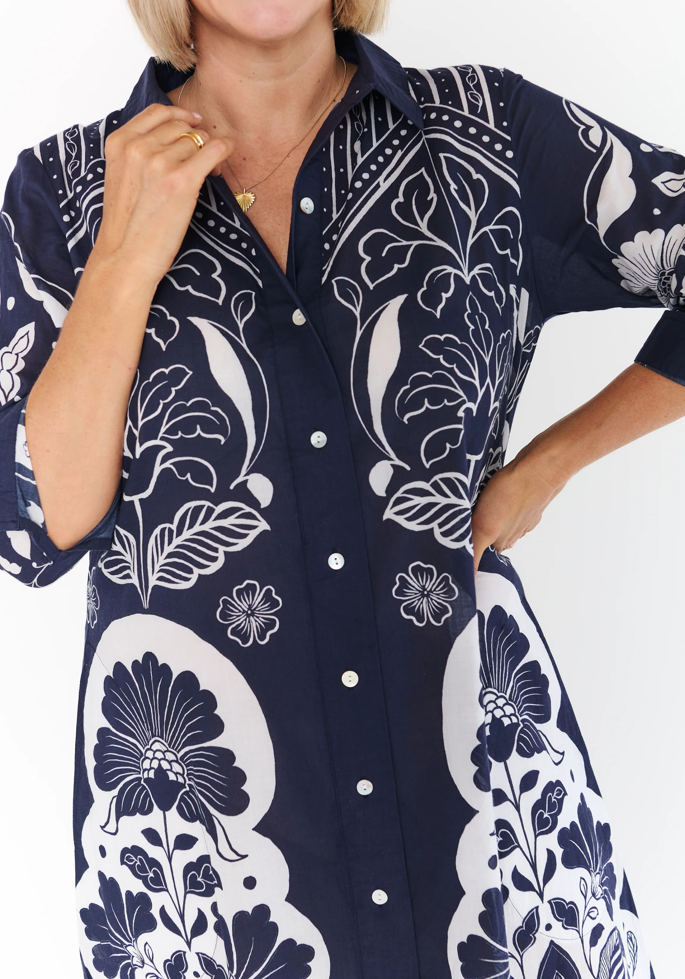 LOTUS MIDI DRESS - BLUE