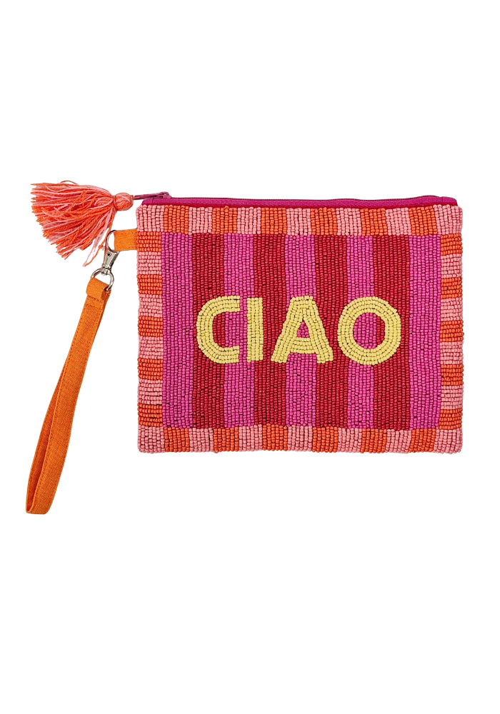 ZODA CIAO BEADED CLUTCH - PINK