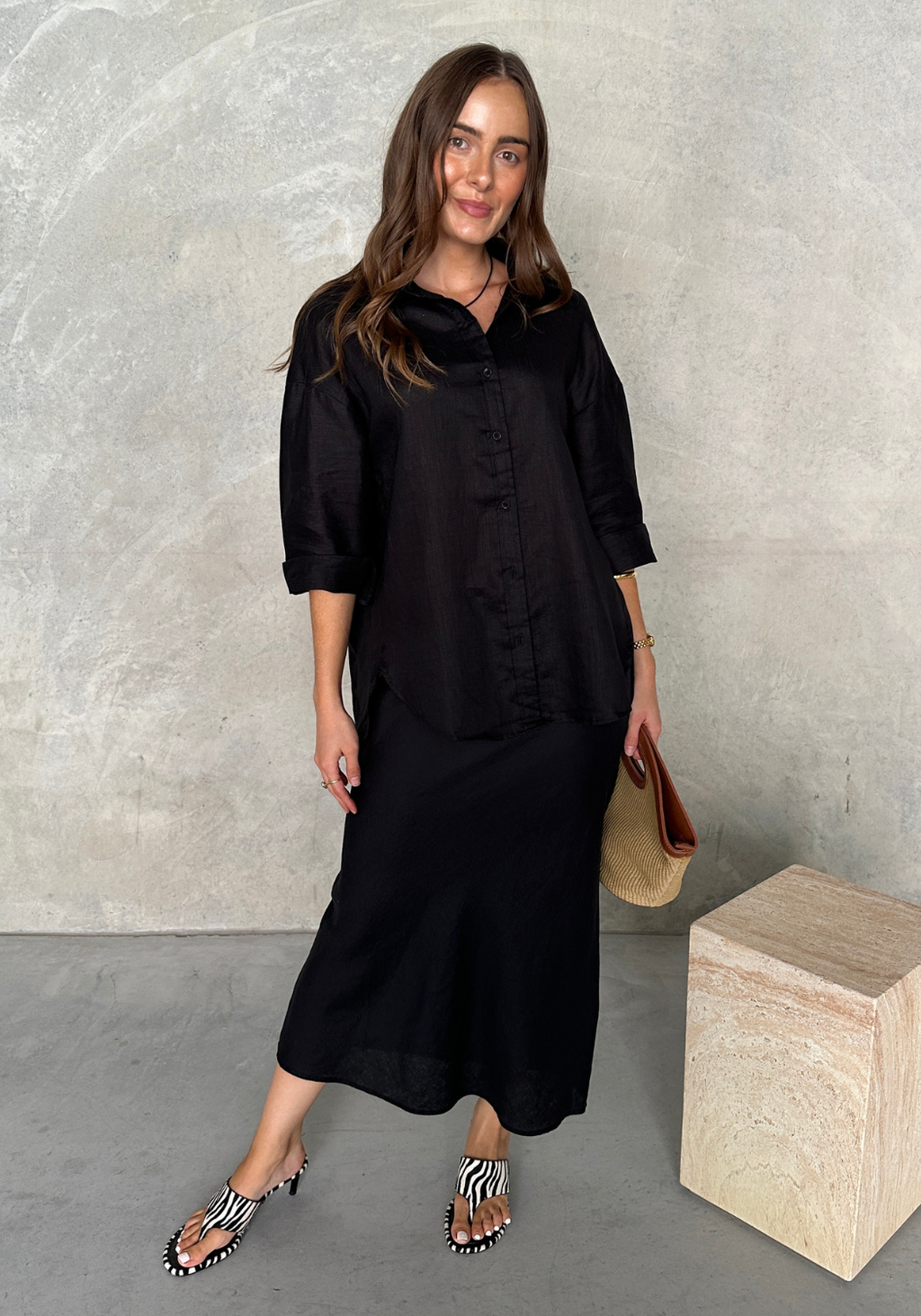 CELINE LINEN SHIRT - BLACK