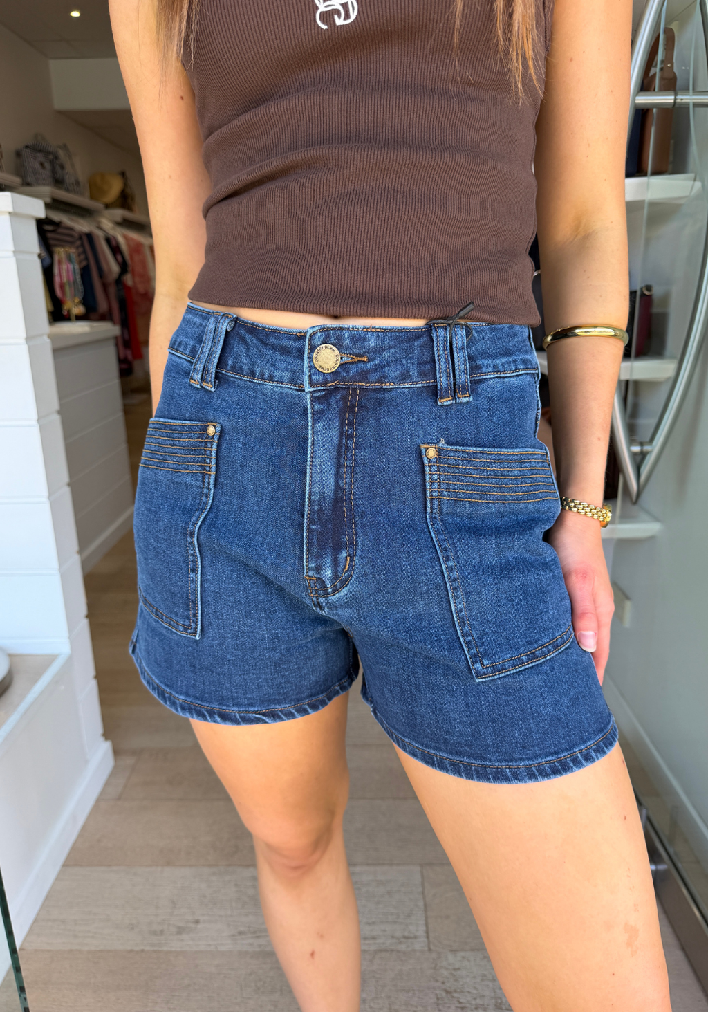 LENNY STRETCH DENIM SHORT - DARK INDIGO