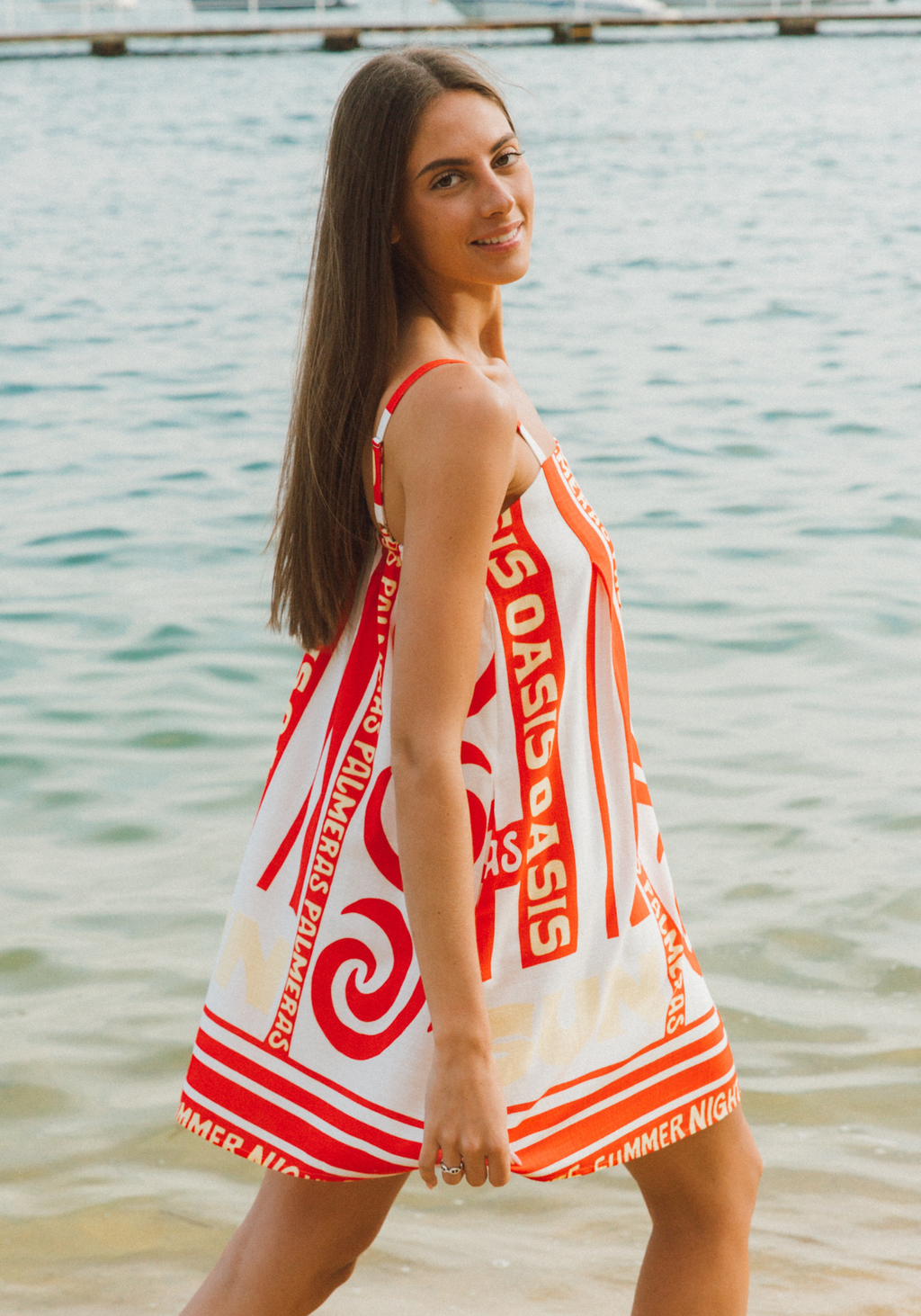 PALMERAS MINI DRESS - RED PRINT