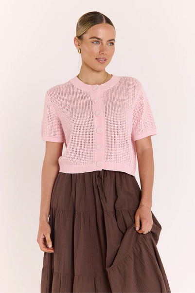 FEATHER + NOISE ELSIE CROCHET TOP - PINK