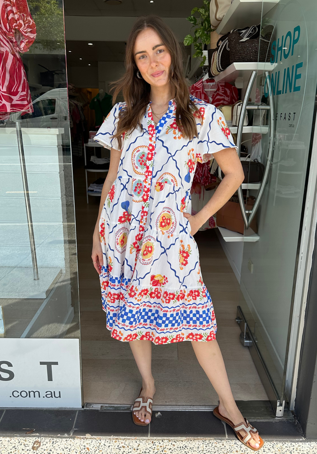 BROGAN TIERED MINI DRESS - MULTI PRINT