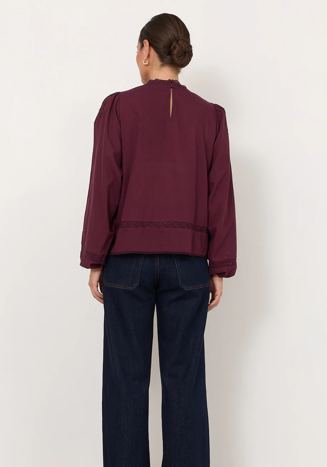 ADORNE LOU CUT OUT LACE TOP - GRAPE