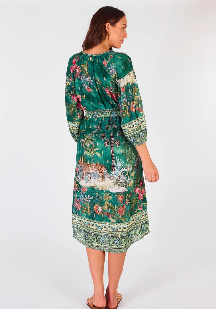 Load image into Gallery viewer, RUBYYAYA LE TIGRE DRESS - GREEN MULTI