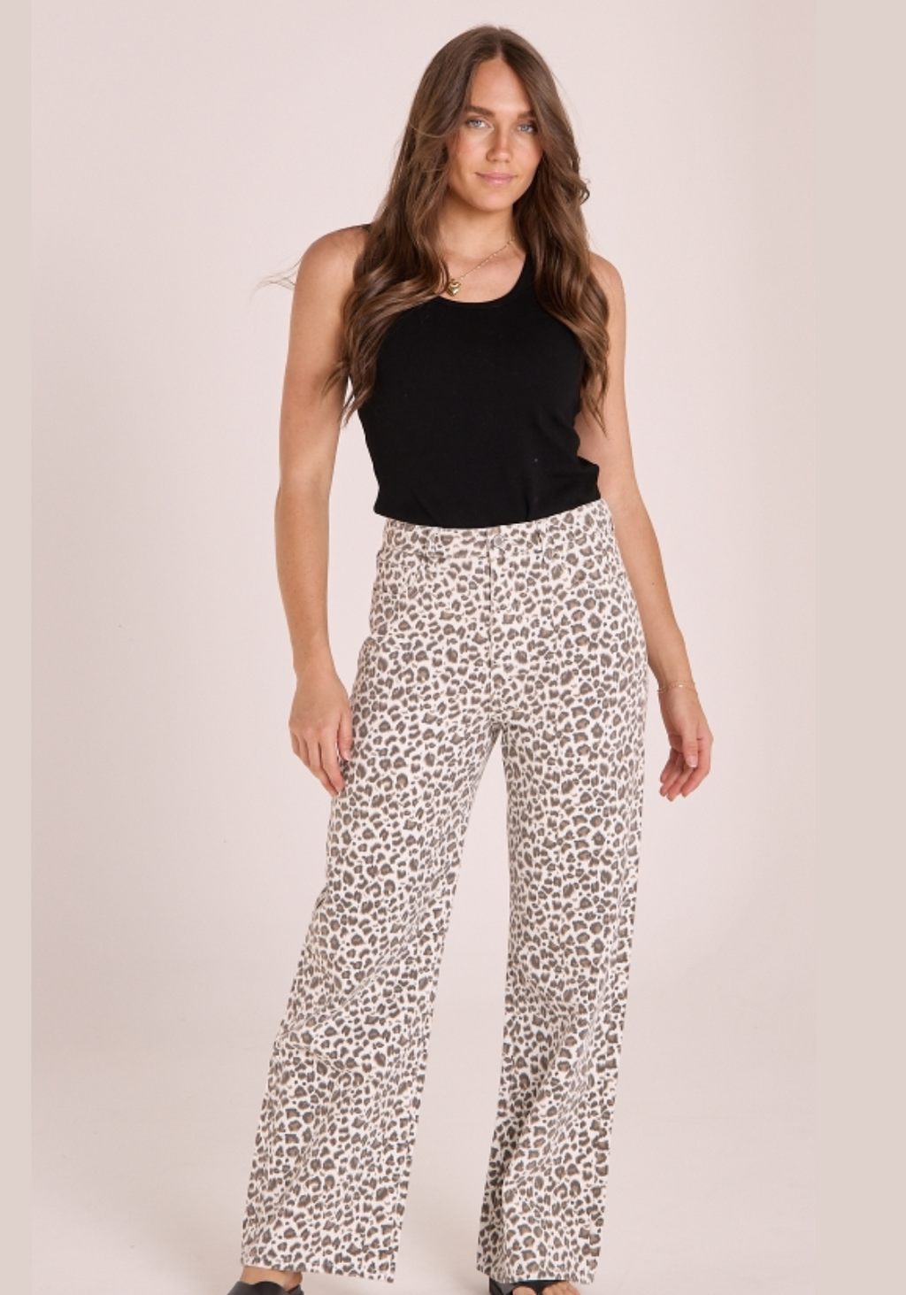 FEATHER & NOISE CASSIE WIDE LEG JEAN - LEOPARD