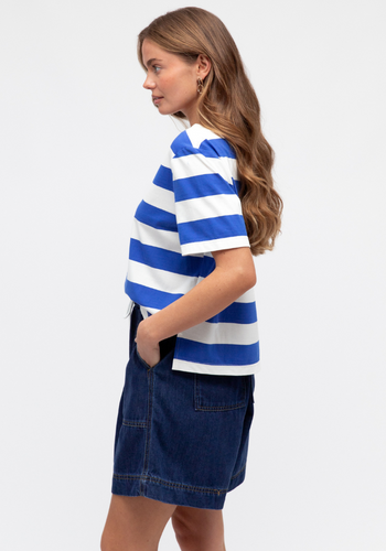 URBAN MIRAGE STRIPE TEE - COBALT BLUE