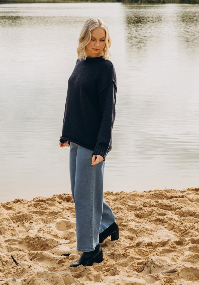 CLARA RELAXED COTTON KNIT - NAVY