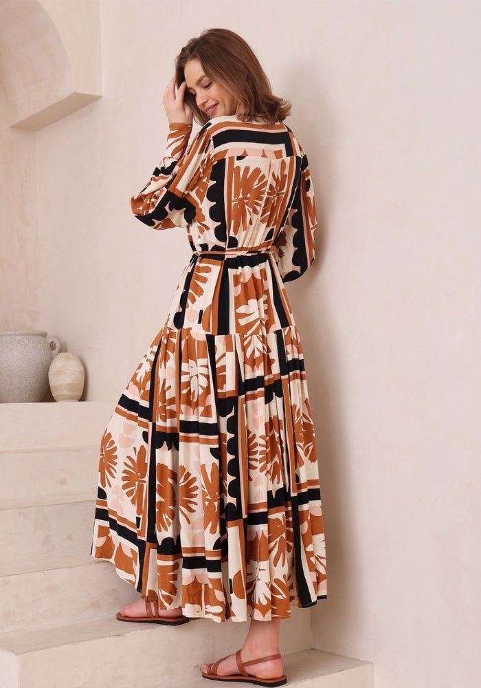 Load image into Gallery viewer, ALBA  MAXI DRESS - NEUTRAL PRINT