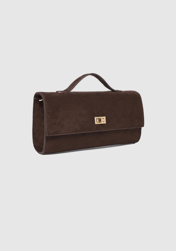 LOUENHIDE DELANEY SUEDETTE CLUTCH - CHOCOLATE