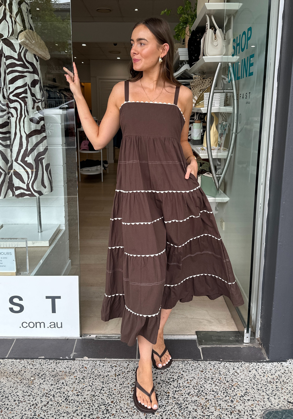 JACQ MIDI DRESS - MOCHA