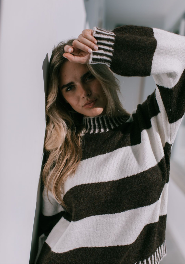TILLY OVERSIZED KNIT - CHOCOLATE STRIPE
