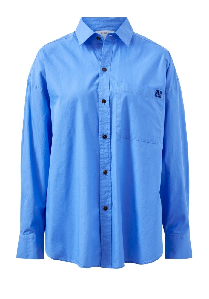 CERES LIFE PETA OVERSIZED SHIRT - AMALFI BLUE
