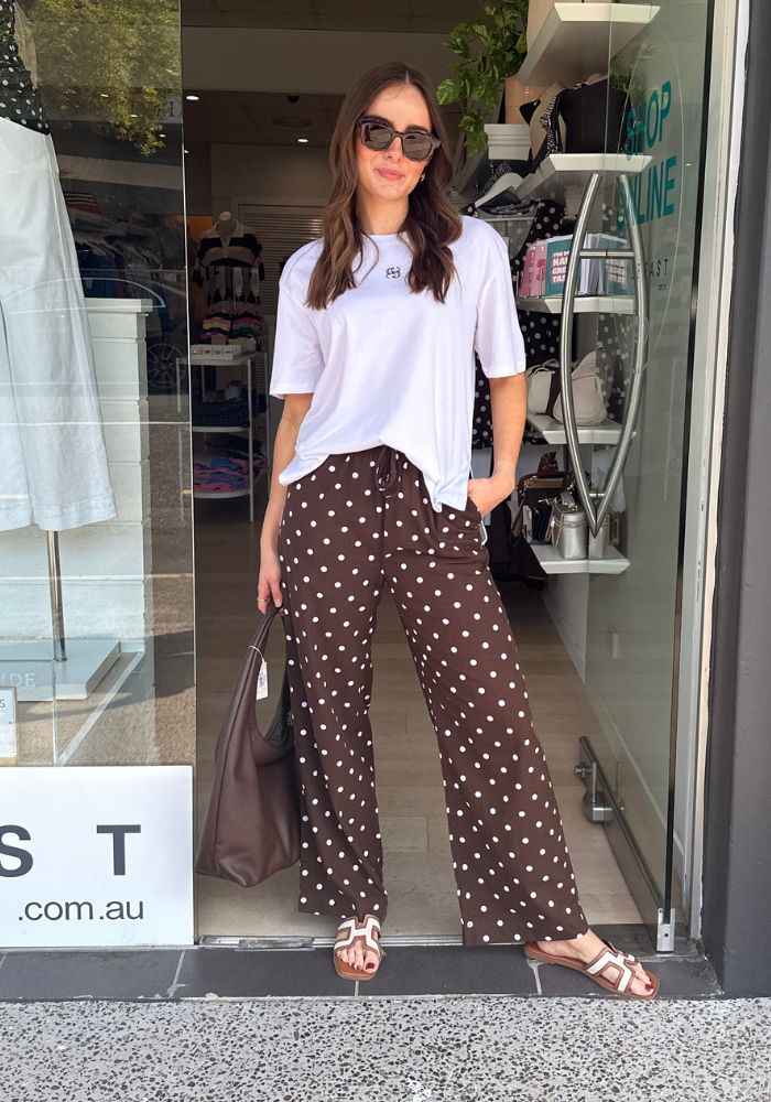 CERES LIFE RESORT PANT - CHOC POLKA DOT