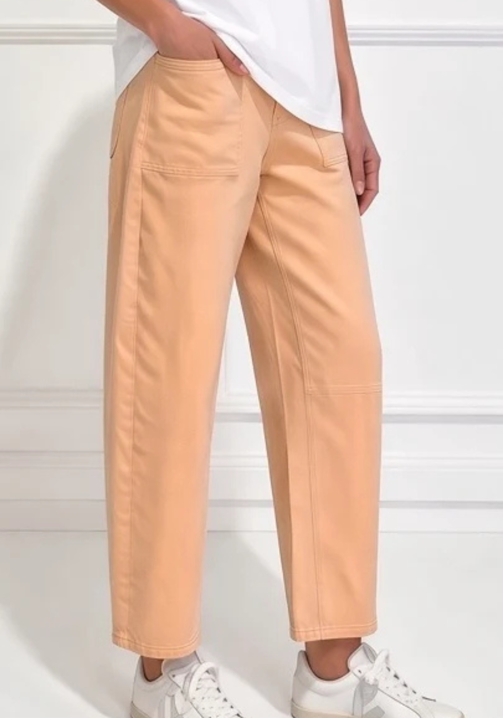 LEO DENIM BARREL JEANS - PEACH