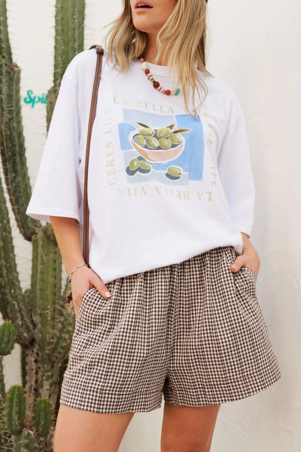 CERES LIFE MILA SHORTS - CHOC GINGHAM