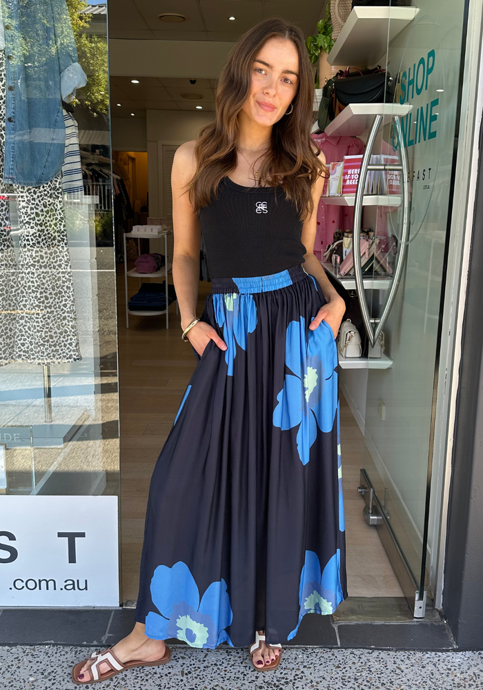 ITAMI POPPY MAXI SKIRT - BLUE
