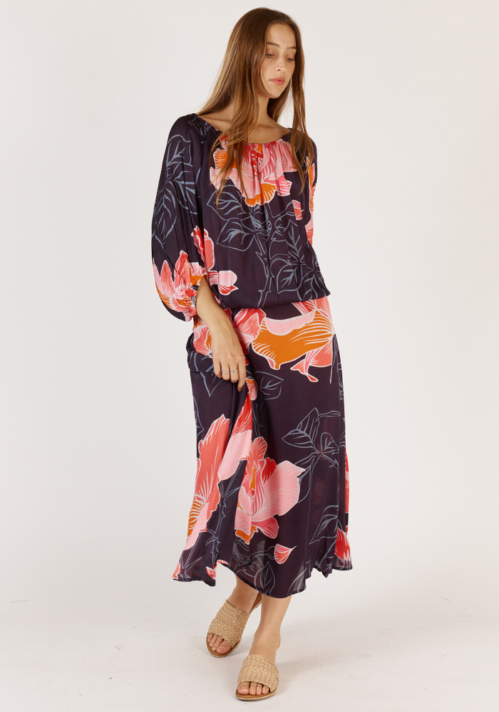 Load image into Gallery viewer, RUBYYAYA AURORA SKIRT - NAVY PRINT