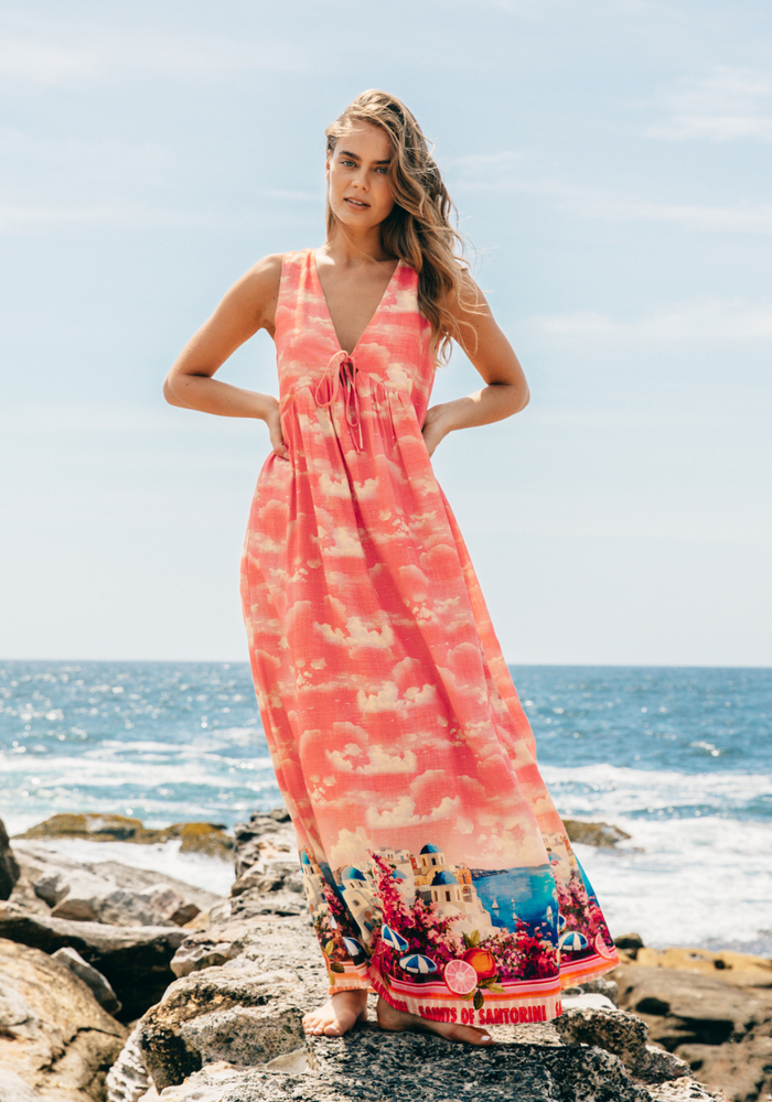 Load image into Gallery viewer, MAEVE MAXI DRESS - SANTORINI PRINT